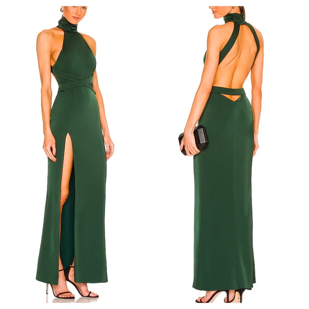 NBD Green Halter Maxi Dress